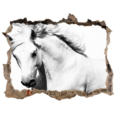 Fototapeta dziura na ścianę Biały koń
