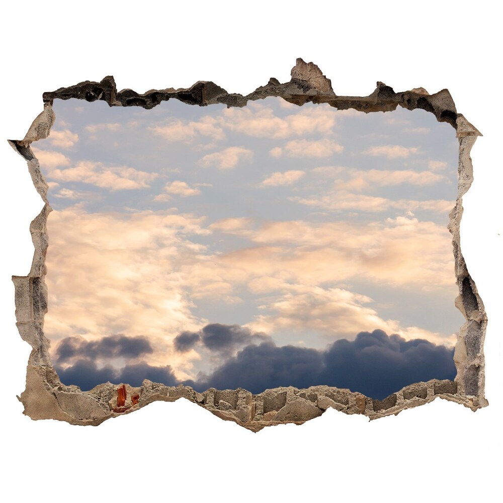 Dziura 3d w ścianie naklejka Chmury na niebie