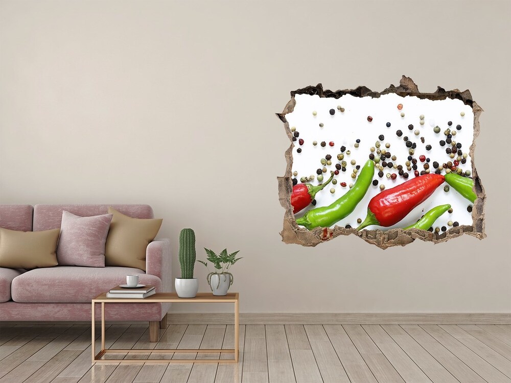 Naklejka 3D dziura na ścianę Papryczki chilli