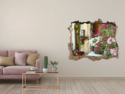 Fototapeta dziura na ścianę 3d Kwiatowy zakątek w miasteczku
