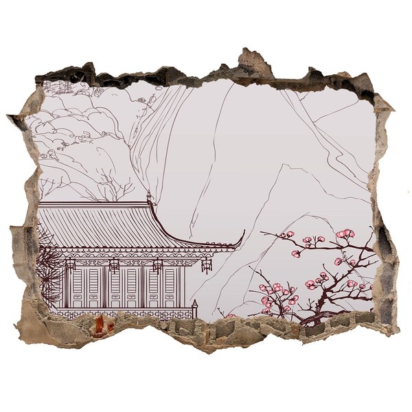 Dziura 3d fototapeta naklejka Zanurzenie w azjatyckiej architekturze