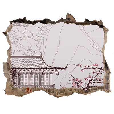 Dziura 3d fototapeta naklejka Zanurzenie w azjatyckiej architekturze