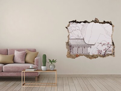 Dziura 3d fototapeta naklejka Zanurzenie w azjatyckiej architekturze