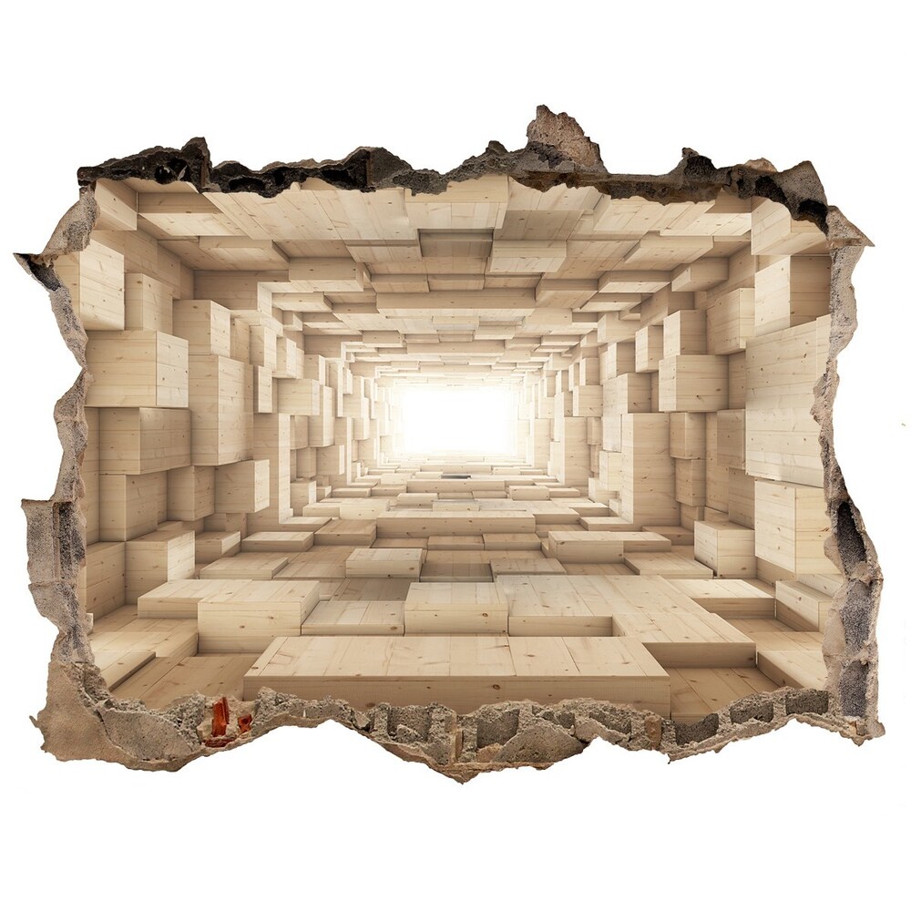 Dziura 3d fototapeta naklejka Drewniany tunel