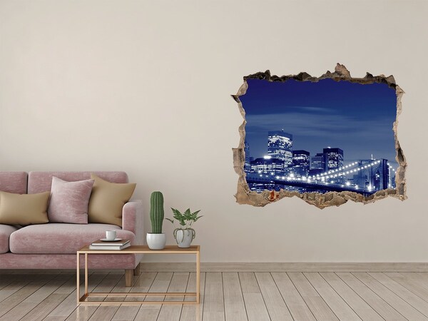 Fototapeta dziura na ścianę 3d Nowy Jork nocą