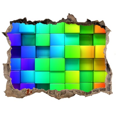Dziura 3d fototapeta naklejka Kolorowe pudełka