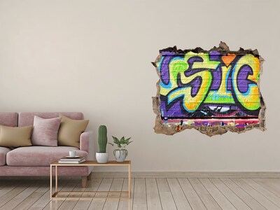 Foto zdjęcie dziura na ścianę Graffiti w zniszczonej ścianie