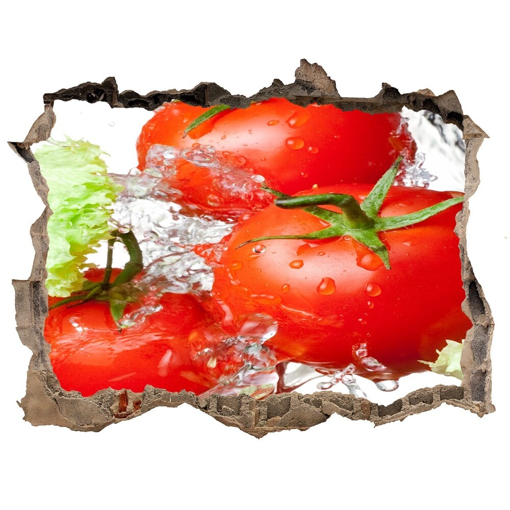 Naklejka 3D dziura Pomidory i sałata