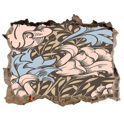 Naklejka 3D dziura na ścianę Kwiatowy wzór w dziurze w ścianie