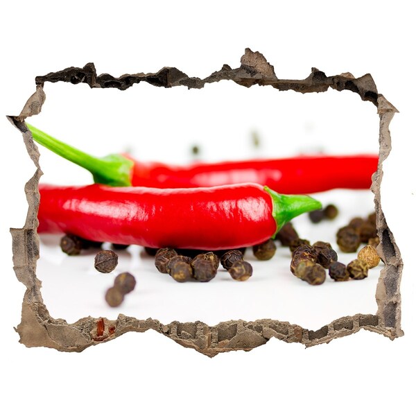 Naklejka 3D dziura na ścianę Chilli i pieprz