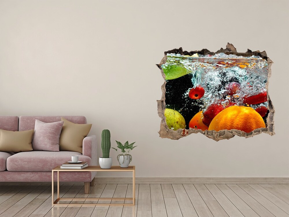 Naklejka 3D dziura na ścianę Owoce pod wodą