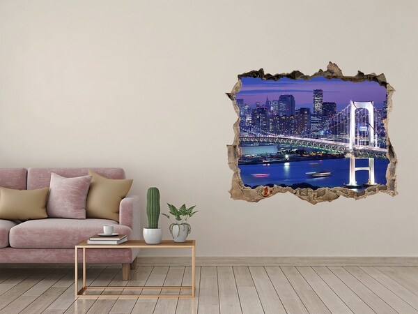 Fototapeta dziura na ścianę 3d Most w świetle nocnym