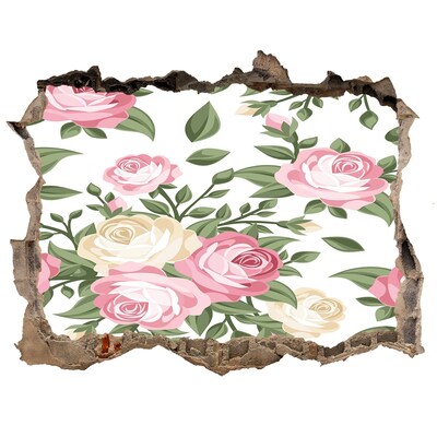 Naklejka 3D dziura na ścianę samoprzylepna Kwiatowy ogród w dziurze w ścianie