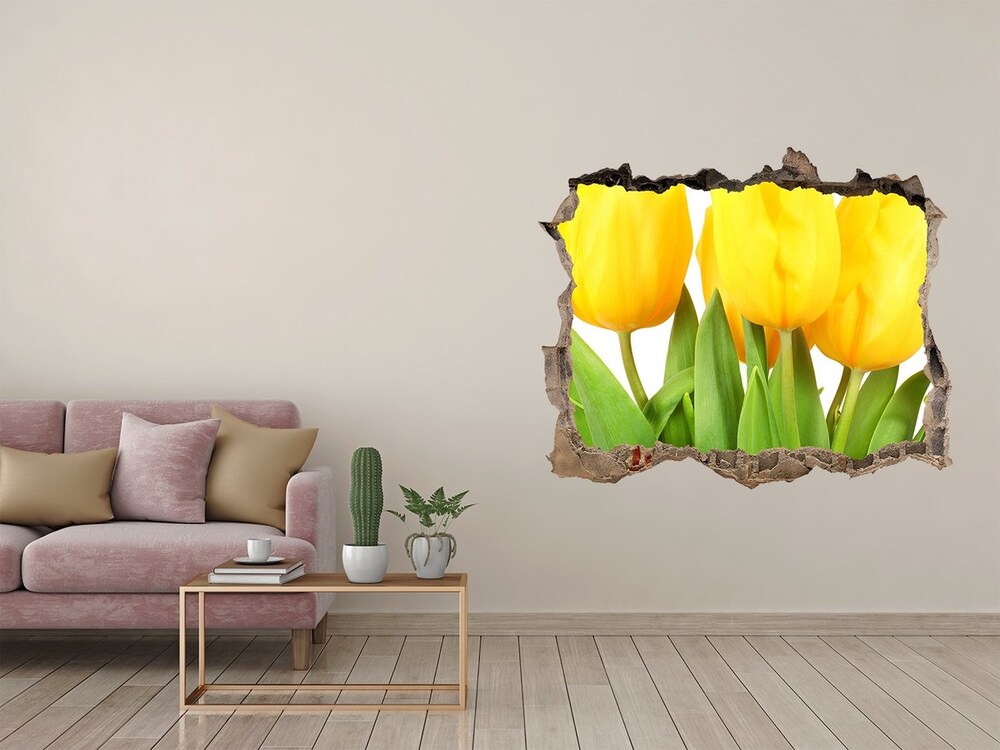 Samoprzylepna dziura na ścianę Żółte tulipany