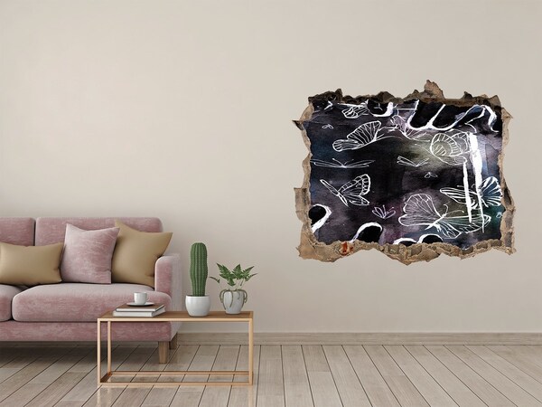 Dziura 3d fototapeta ścienna Motyle w magicznej przestrzeni