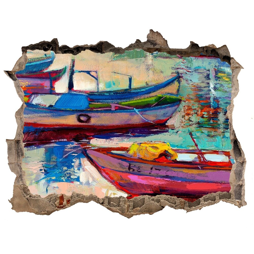 Foto zdjęcie dziura na ścianę Kolorowe łódki