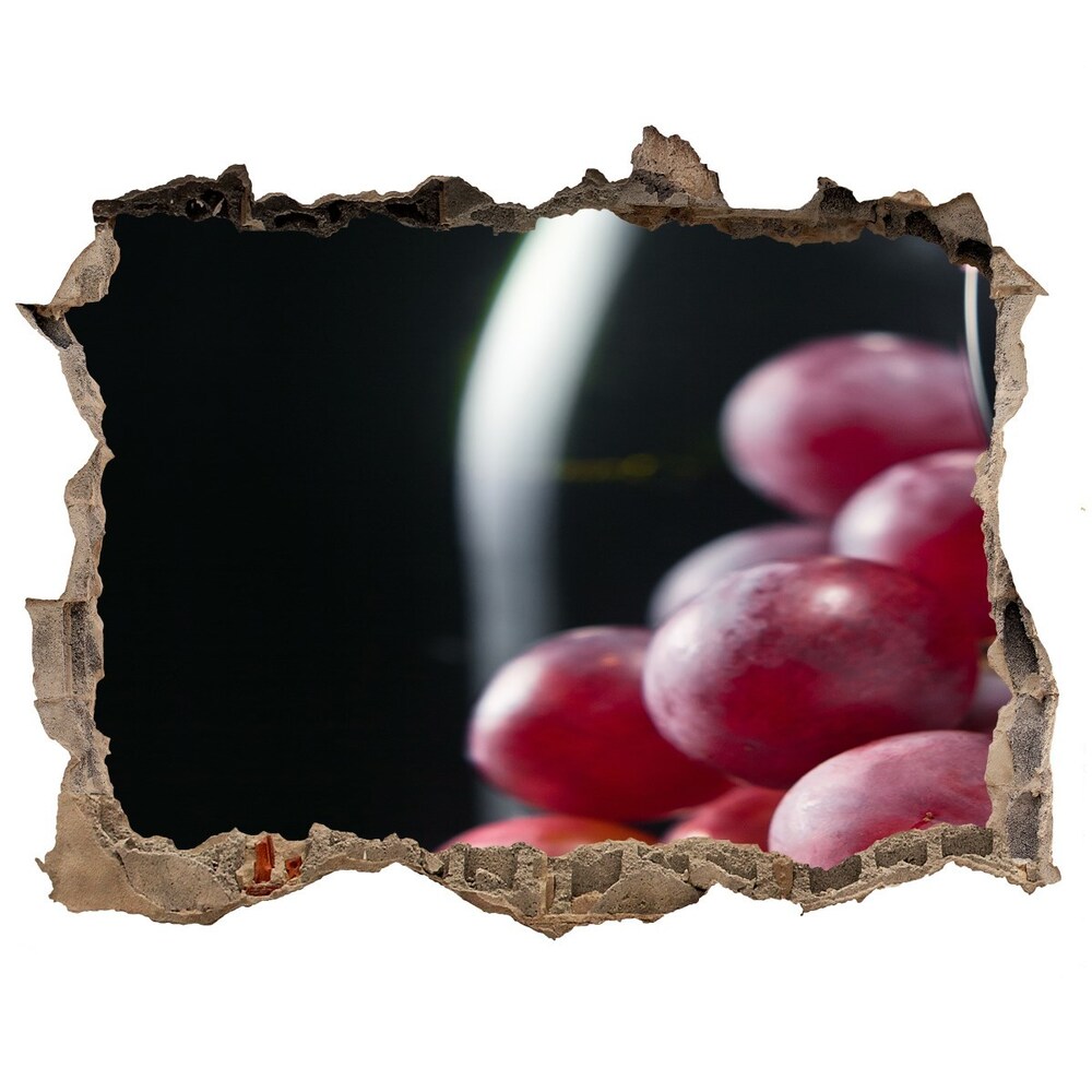 Naklejka 3D dziura okleina Winogrona i wino