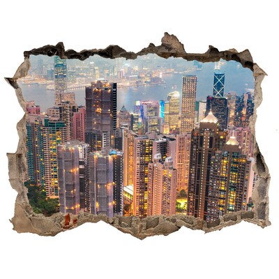 Fototapeta dziura na ścianę 3d naklejka Hongkong