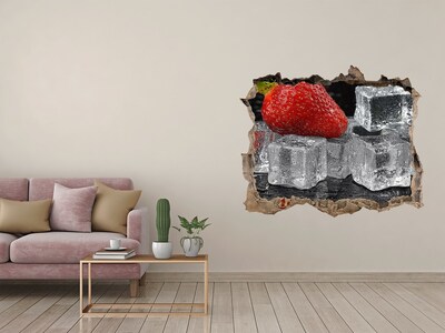 Naklejka 3D dziura na ścianę Truskawki z lodem