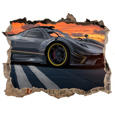 Foto zdjęcie dziura na ścianę Wyścigowy samochód na torze