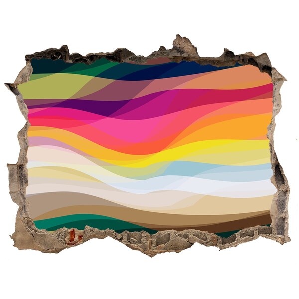 Dziura 3d fototapeta na ścianę Kolorowe fale na tle betonu