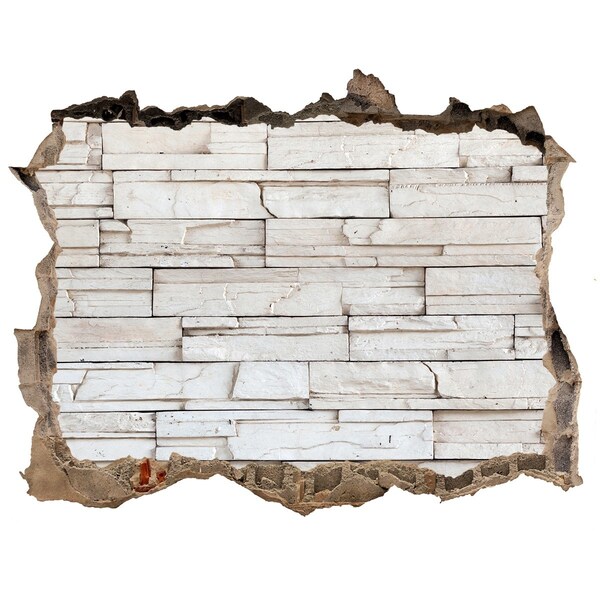 Dziura 3d fototapeta na ścianę Zniszczona ściana z kamiennym wykończeniem