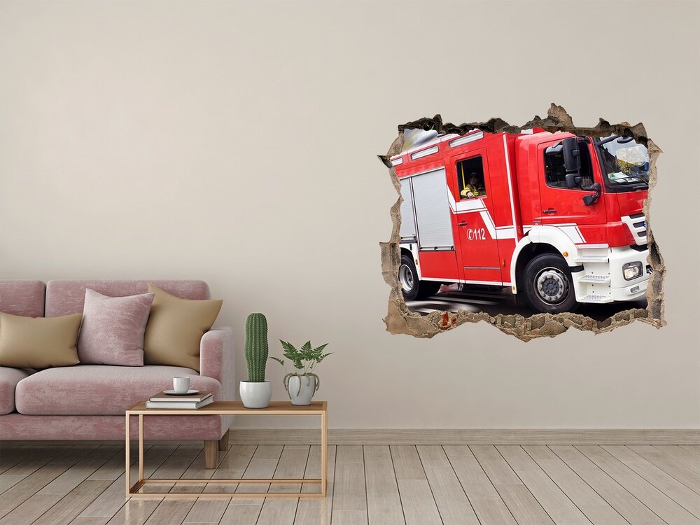 Foto zdjęcie dziura na ścianę Wóz strażacki