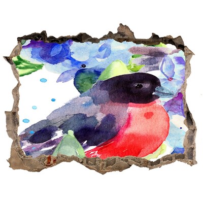 Dziura 3d fototapeta naklejka Ptak w kolorowej kompozycji