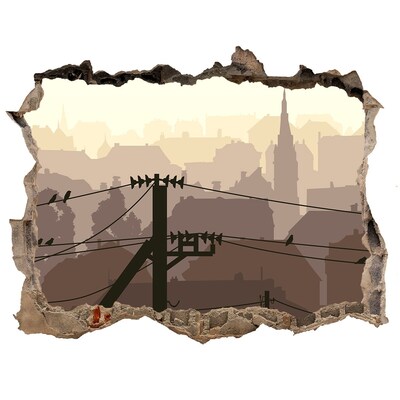 Fototapeta dziura na ścianę 3d Widok na miasto przez dziurę w ścianie