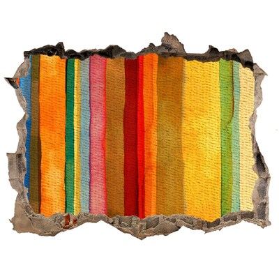 Dziura 3d fototapeta naklejka Kolorowe pasy w zniszczonej ścianie