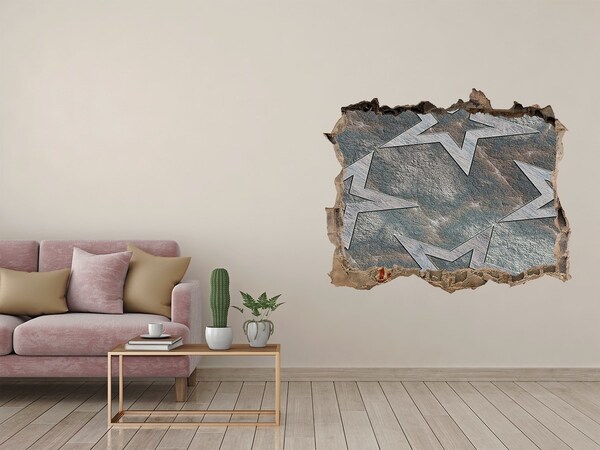 Dziura 3d fototapeta naklejka Złamana ściana z gwiazdami