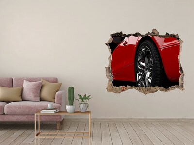 Foto zdjęcie dziura na ścianę Czerwony samochód