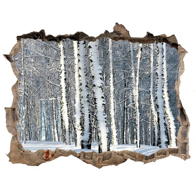 Samoprzylepna dziura na ścianę naklejka Zimowy las w białej szacie