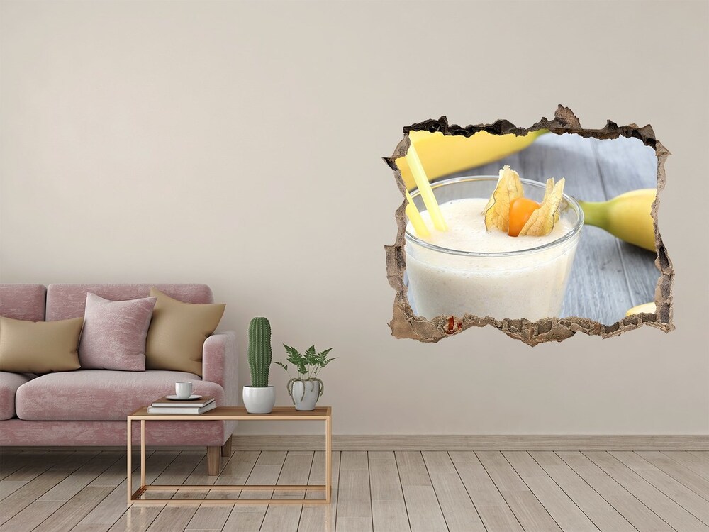 Naklejka 3D dziura na ścianę Bananowy koktajl