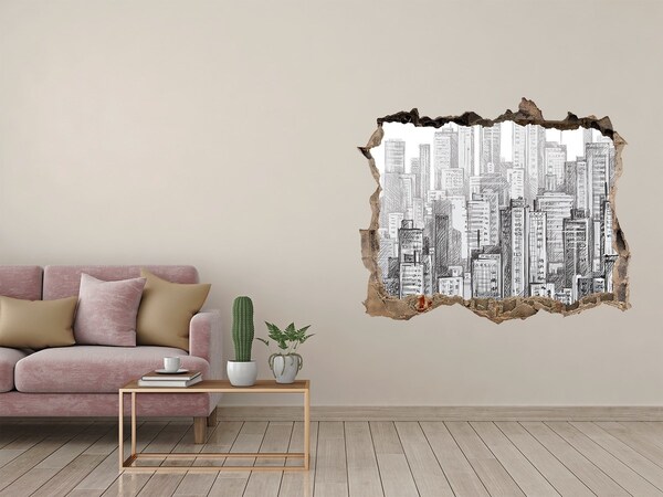 Fototapeta dziura na ścianę 3d Drapacze chmur