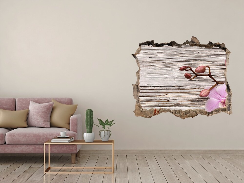 Samoprzylepna dziura na ścianę Orchidea na drewnie