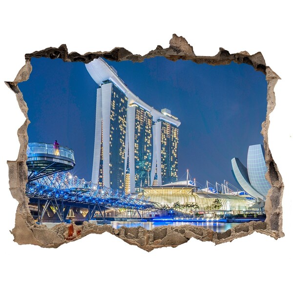 naklejka fototapeta 3D na ścianę Singapur nocą