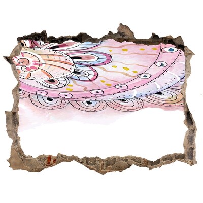 Dziura 3d fototapeta naklejka Kolorowy wzór na tle betonu