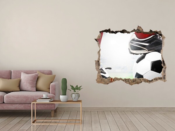 Fototapeta dziura na ścianę 3d Piłkarska pasja za murami
