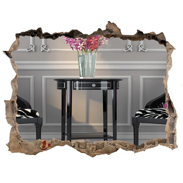 Fototapeta dziura na ścianę Złoty stół w eleganckim wnętrzu