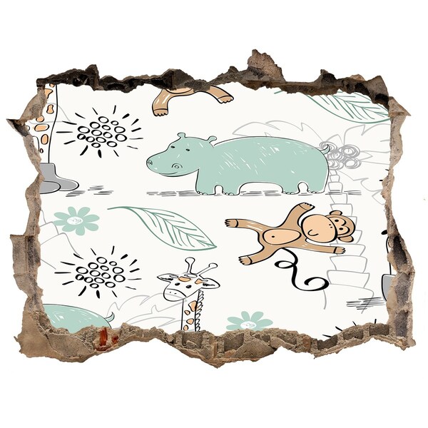 Samoprzylepna naklejka na ścianę Zwierzęta w dżungli