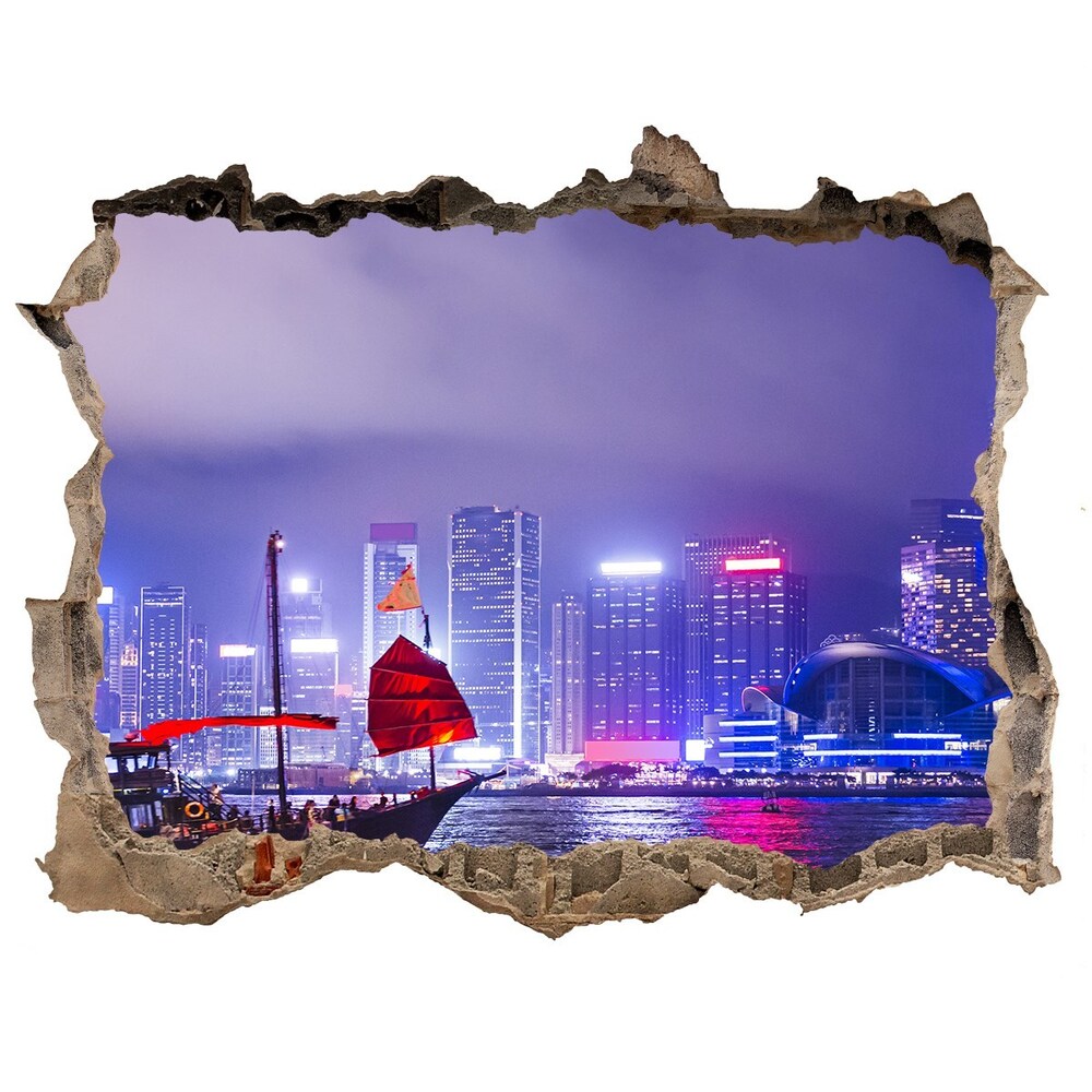 naklejka fototapeta 3D widok Hong kong nocą