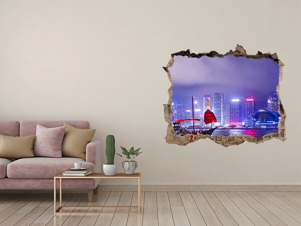 naklejka fototapeta 3D widok Hong kong nocą