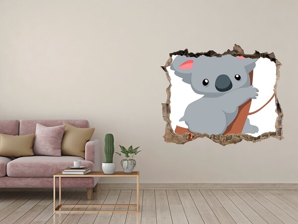 Dziura 3d fototapeta naklejka Koala na drzewie