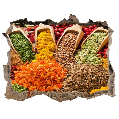 Naklejka 3D dziura na ścianę Kolorowe Przyprawy w Rynku