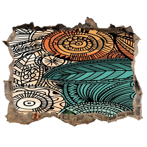 Dziura 3d fototapeta naklejka Kolorowe wzory na tle kamienia