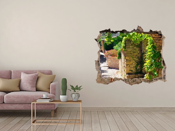 Fototapeta dziura na ścianę 3d Zielona uliczka w miasteczku