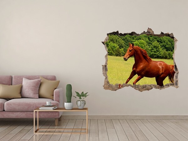 Dziura 3d fototapeta na ścianę Galloping Horse in a Scenic Meadow