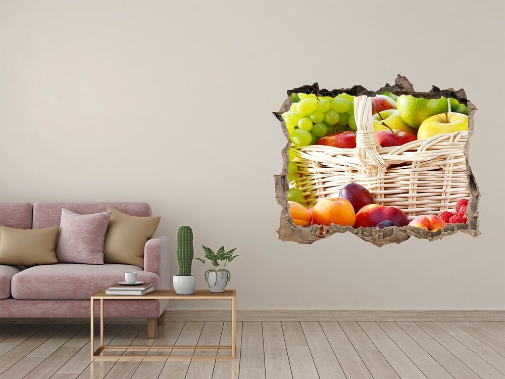 Naklejka 3D dziura na ścianę Kosz owoców