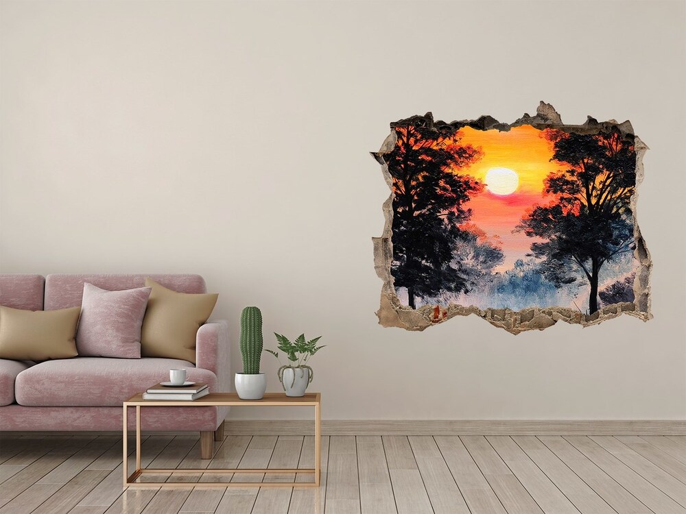 naklejka fototapeta 3D Zachód słońca las